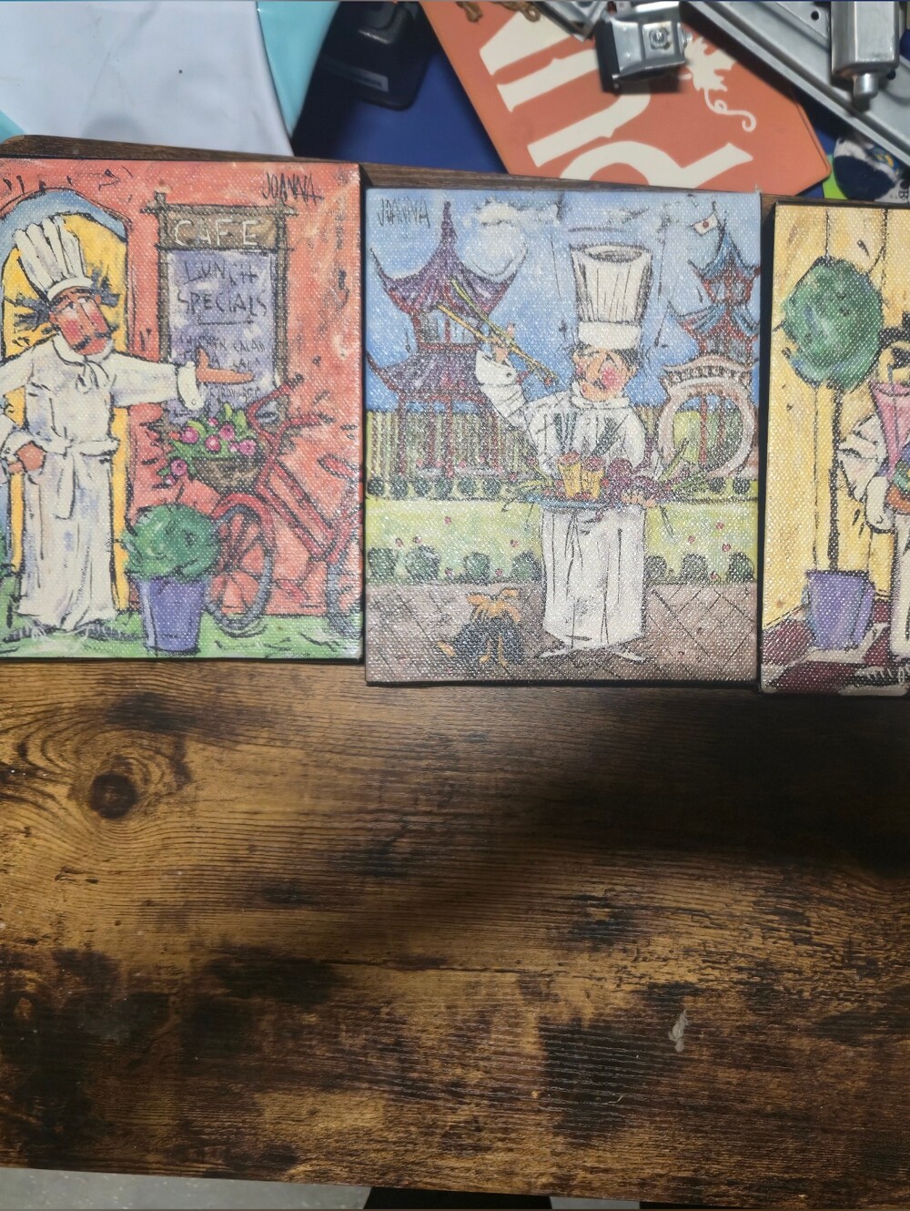 Set of 3 Vintage Illustration Wall Tiles - Colorful Pastel Scenes